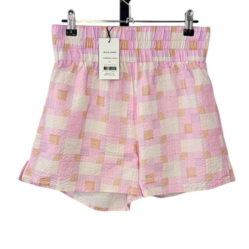 Smash + Tess Womens Malia Short in Hawaiian Check Print, Cotton, High Rise, XS